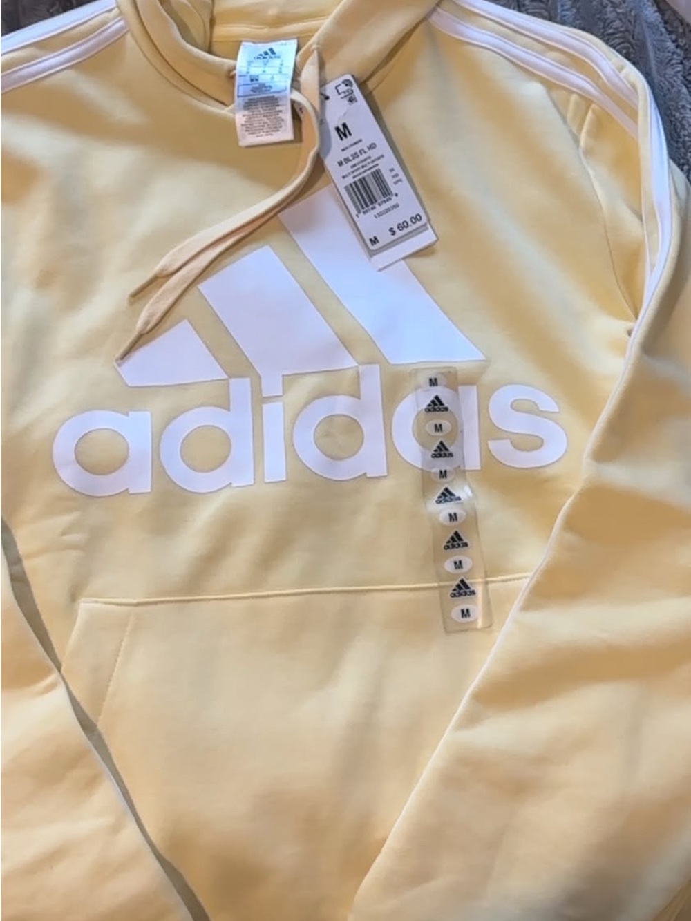 adidas Women's Pale Yellow Teddy Hoodie with White Logo